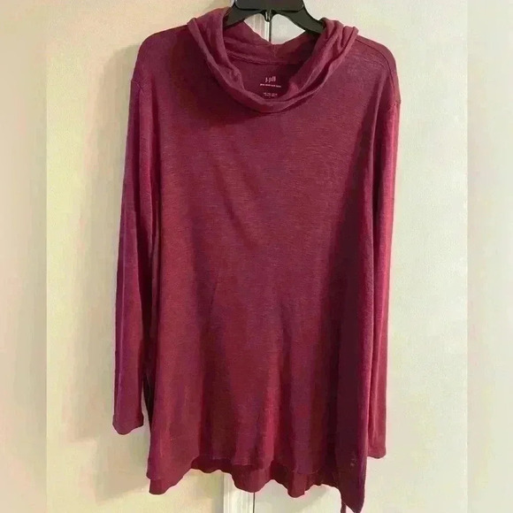 J Jill pima‎ cowl neck tunic top 100% pima cotton long line Large - Picture 1 of 7